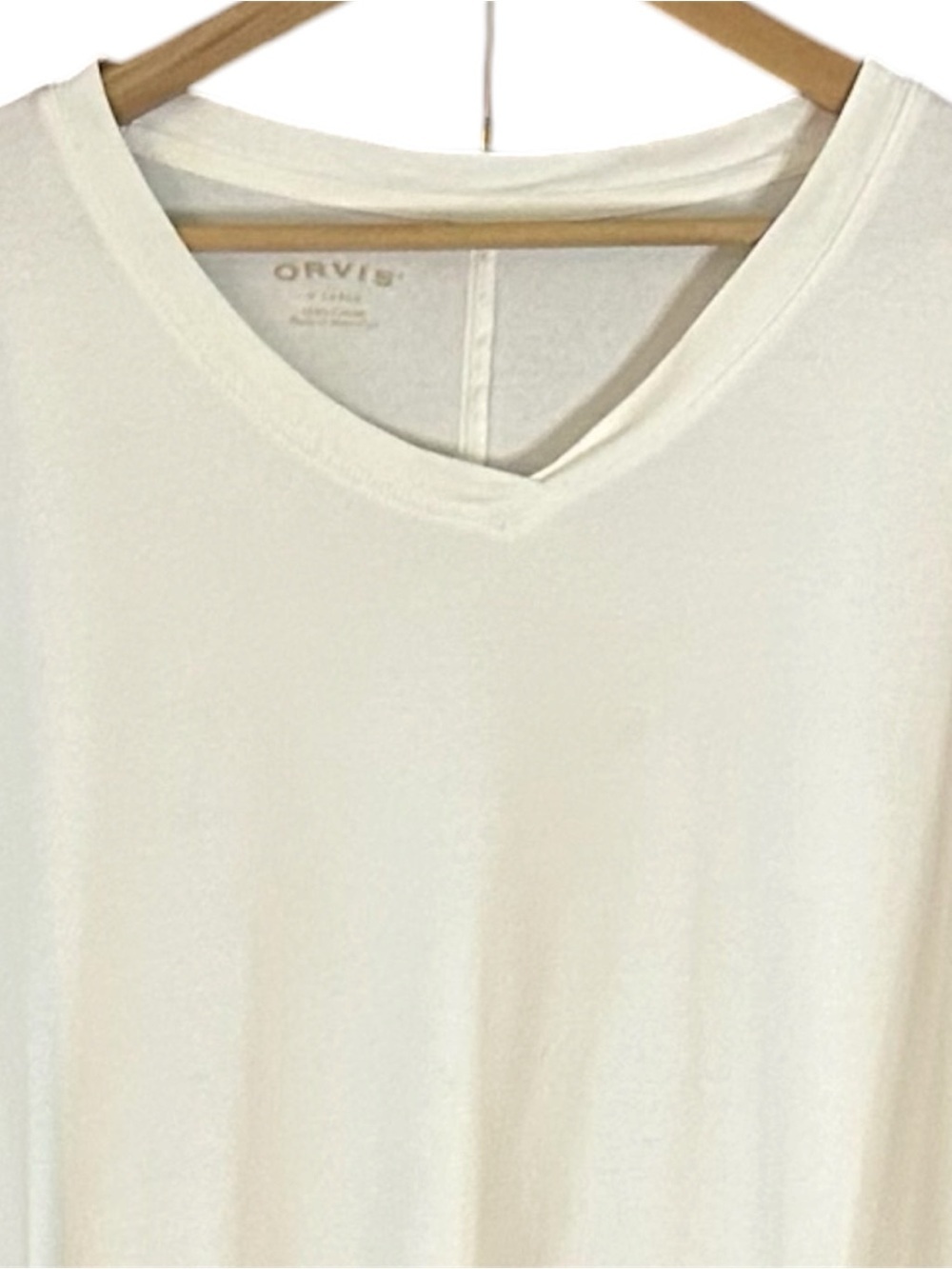 Orvis White 100% Cotton V-Neck Long Sleeve Tee Womens XL Casual Basic - Picture 2 of 6